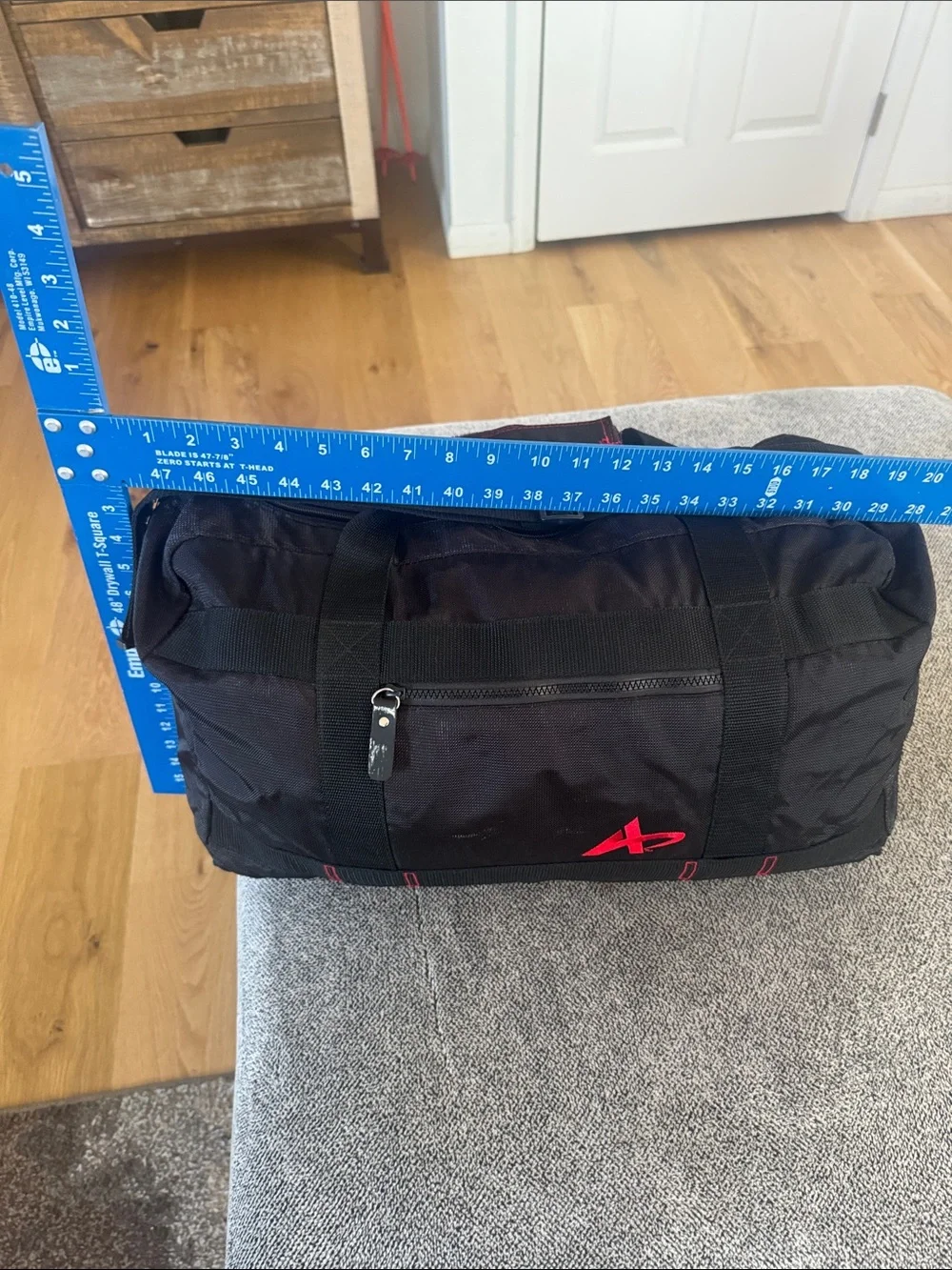 Men's Black Duffel Bag with Red Accents - Travel & Gym